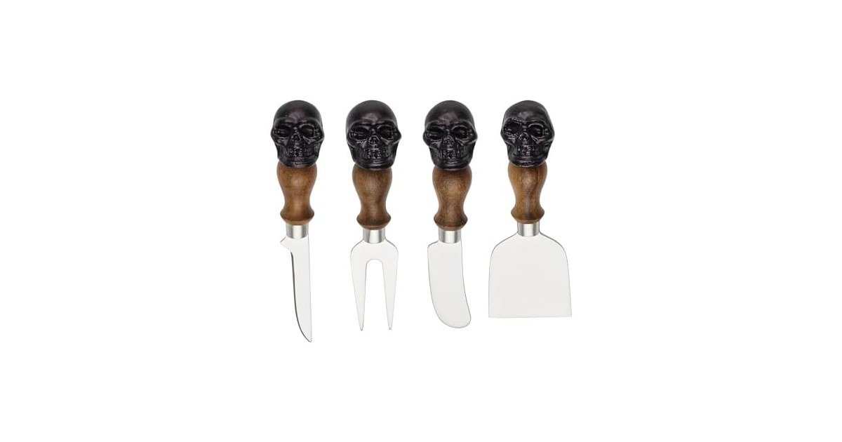 Halloween Skull Cheese Knife Set, 4-Piece