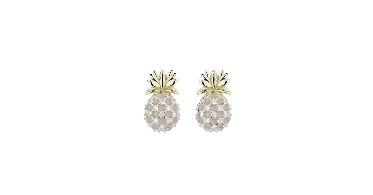 18K Gold Plated Pineapple Crystal Studs