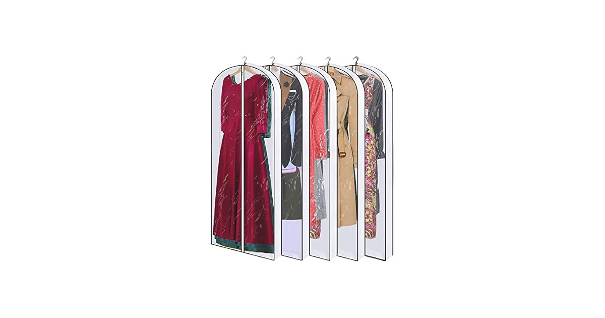 Clear Garment Bags for Hanging Clothes 5pk