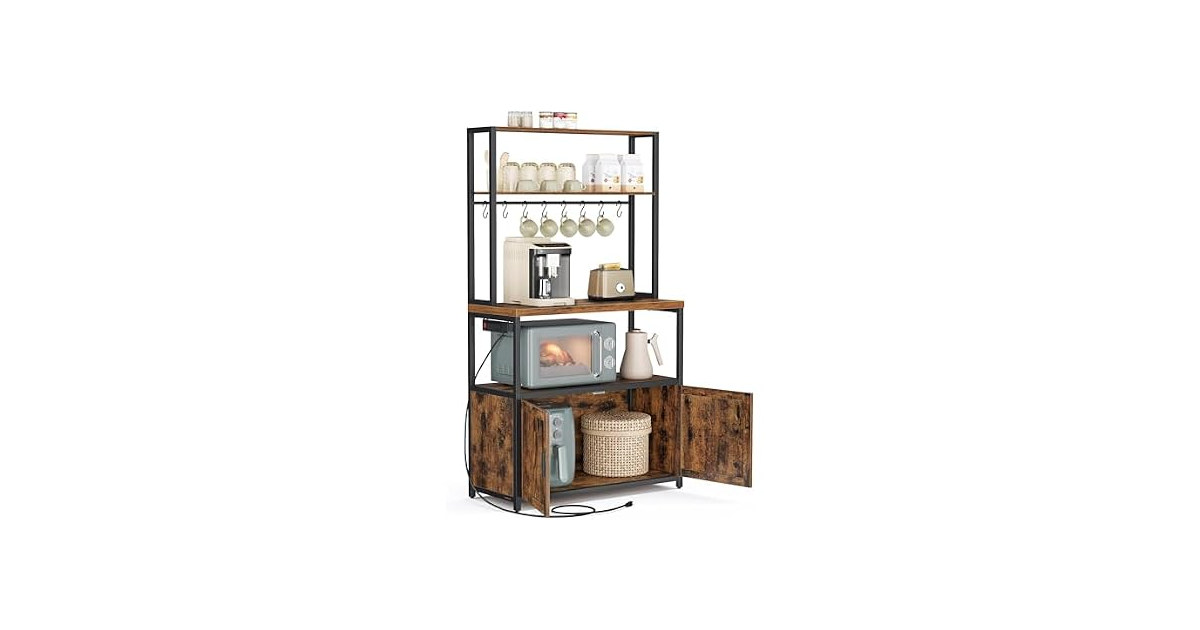 VASAGLE Baker's Rack, Microwave Stand with Cabinet, 31.5 In