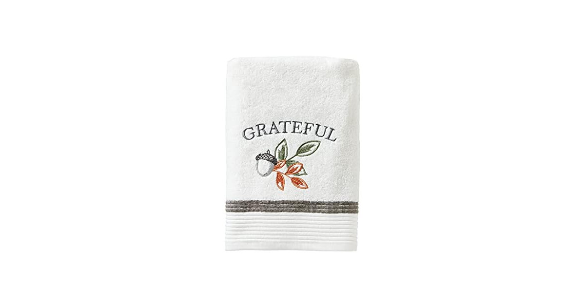 SKL Home Fall Nature's Harvest Bath Towel, White