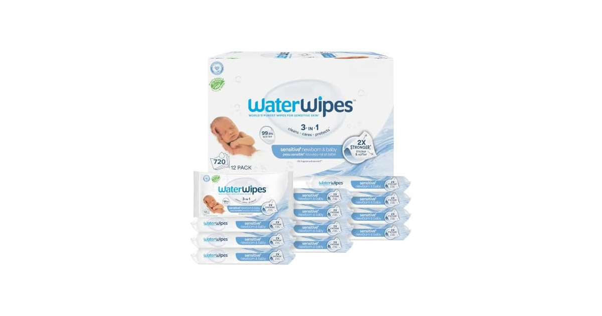 WaterWipes Newborn Baby Wipes 720 Count 12 Packs