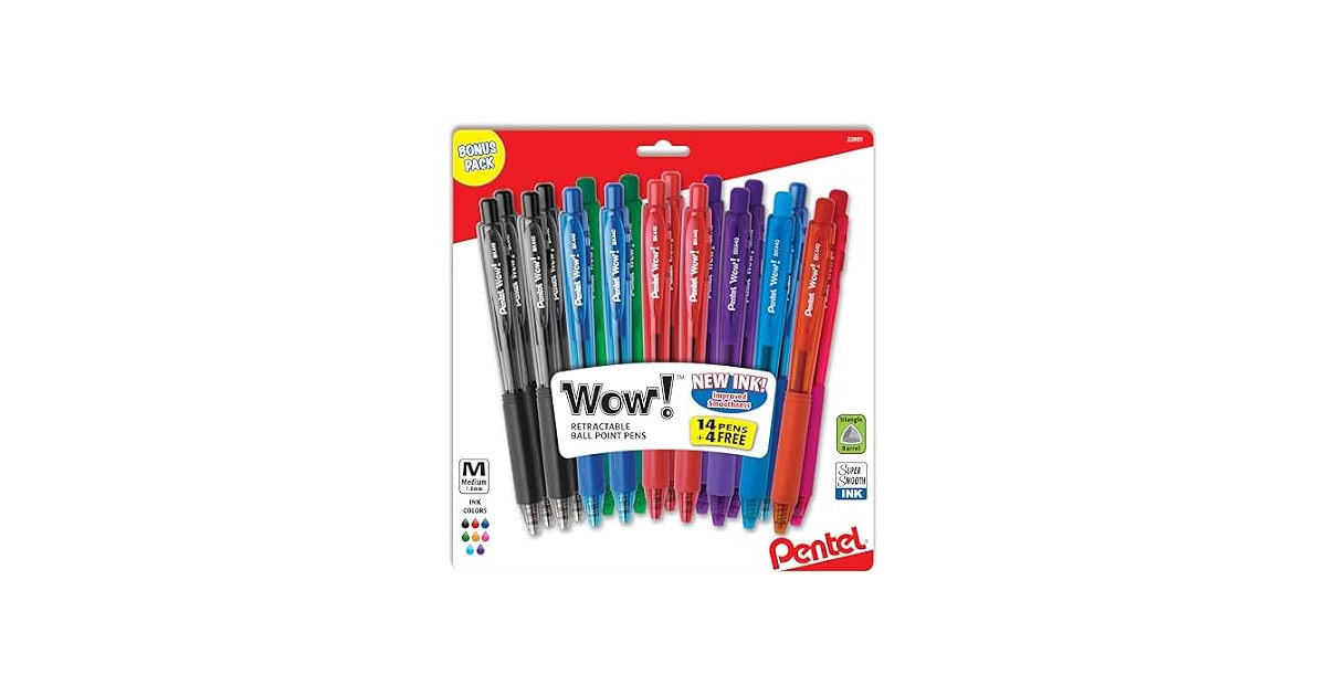 Pentel Wow! Retractable Ballpoint Pen Pack of 18