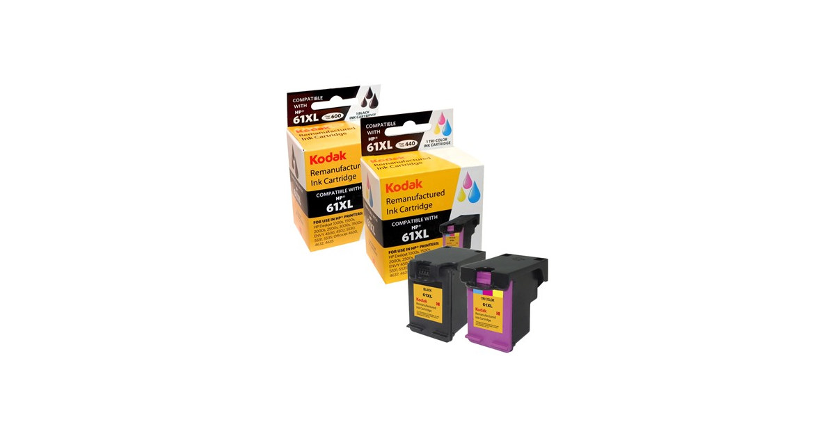 Compatible HP 61 Ink Cartridge Combo Pack (1 Black, 1 TriColor)