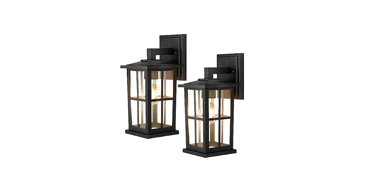 2-Pack Outdoor Wall Light Fixtures, Exterior Porch Lights, Black