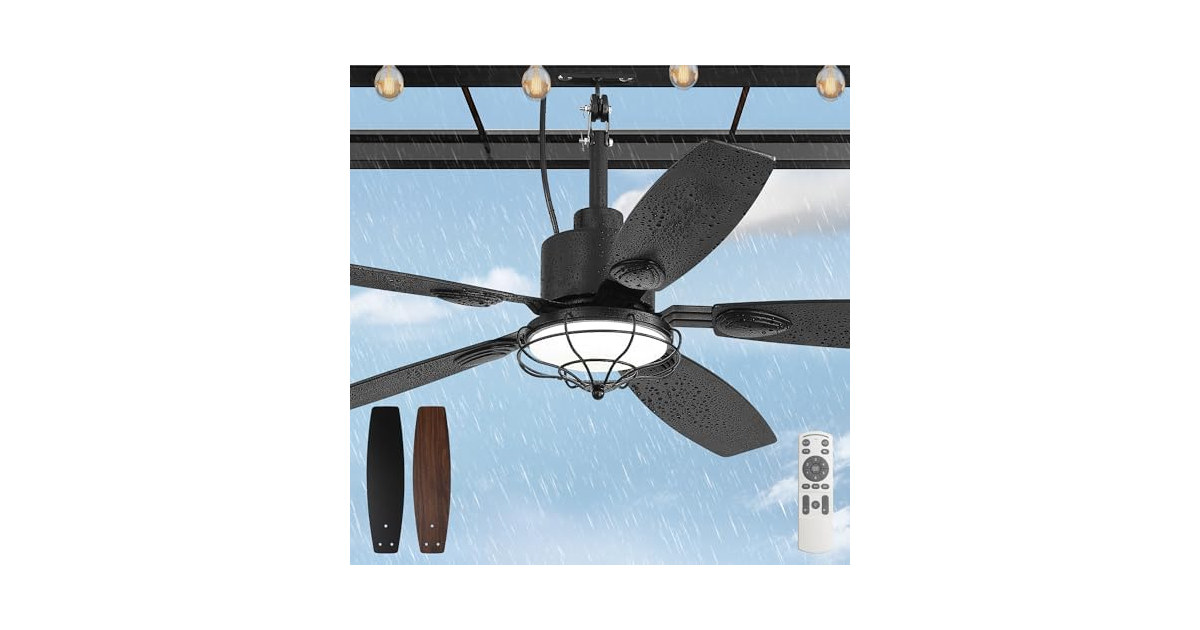 Glowivia 52in Outdoor Ceiling Fan IP65