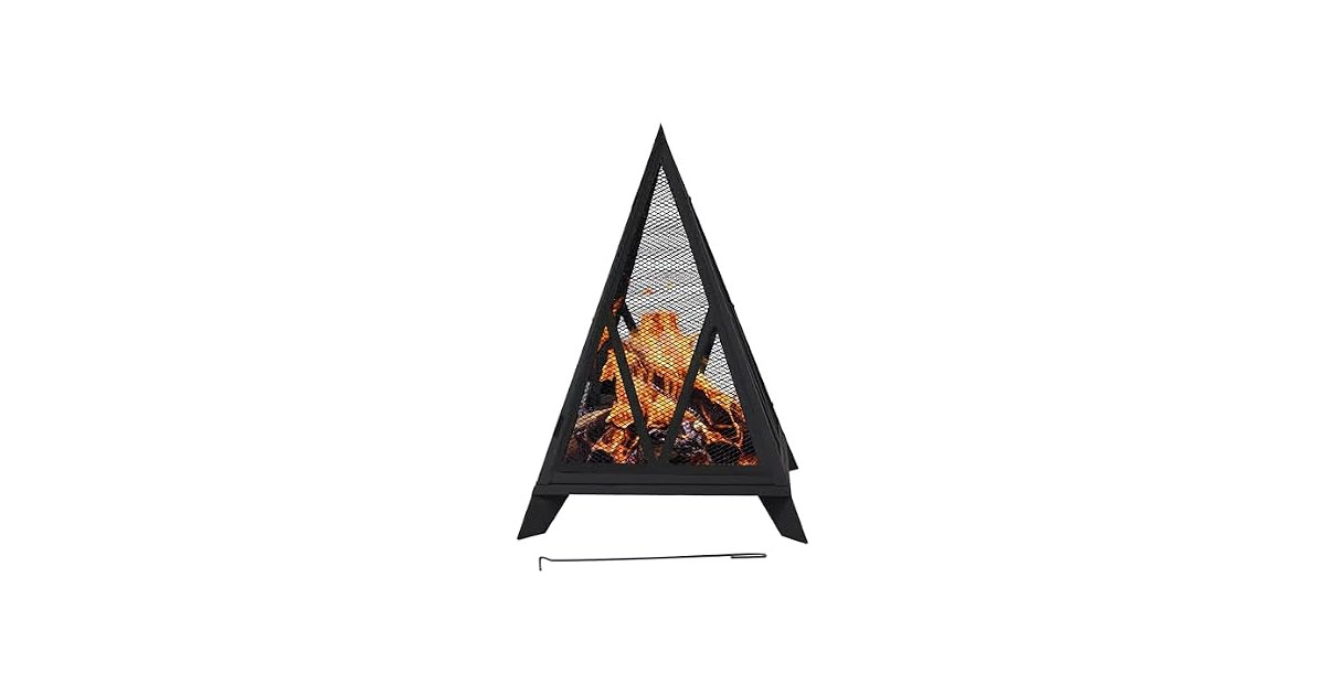 Sunnydaze Decor Pyramid Fire Pit Black