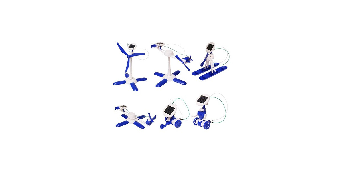 DIY Blue 6 in 1 Educational Solar Robot