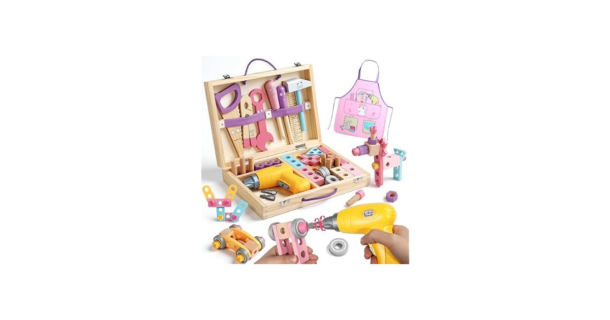 TONZE Wooden Kids Tool Set