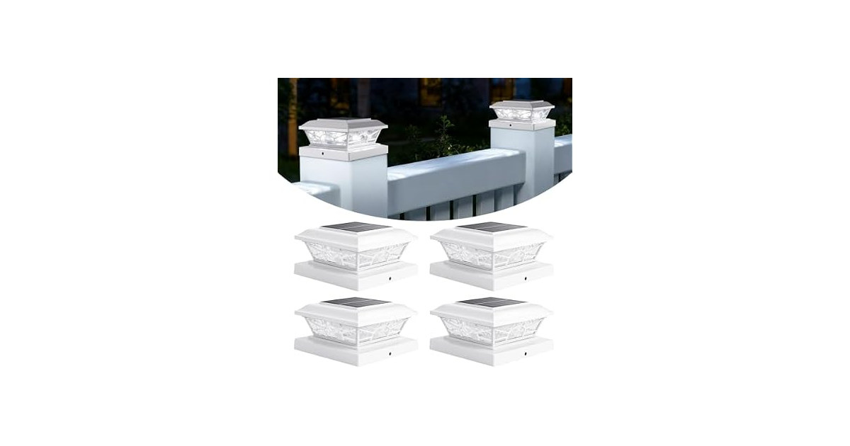 Brightever Solar Post Cap Lights 4 Pack White