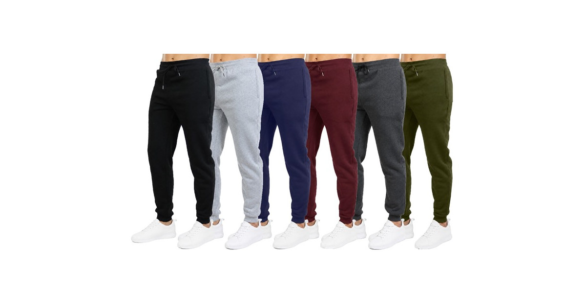 6Pk Mens Fleece Joggers w-Zip Pockets