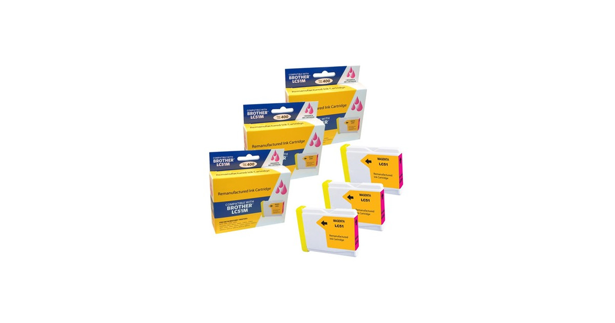Compatible Brother LC51 Ink Cartridge, Magenta (3 Pack)