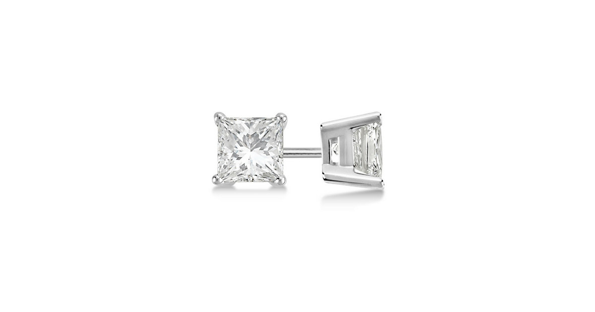 Silver 3.00 CTTW Square Stud Earring