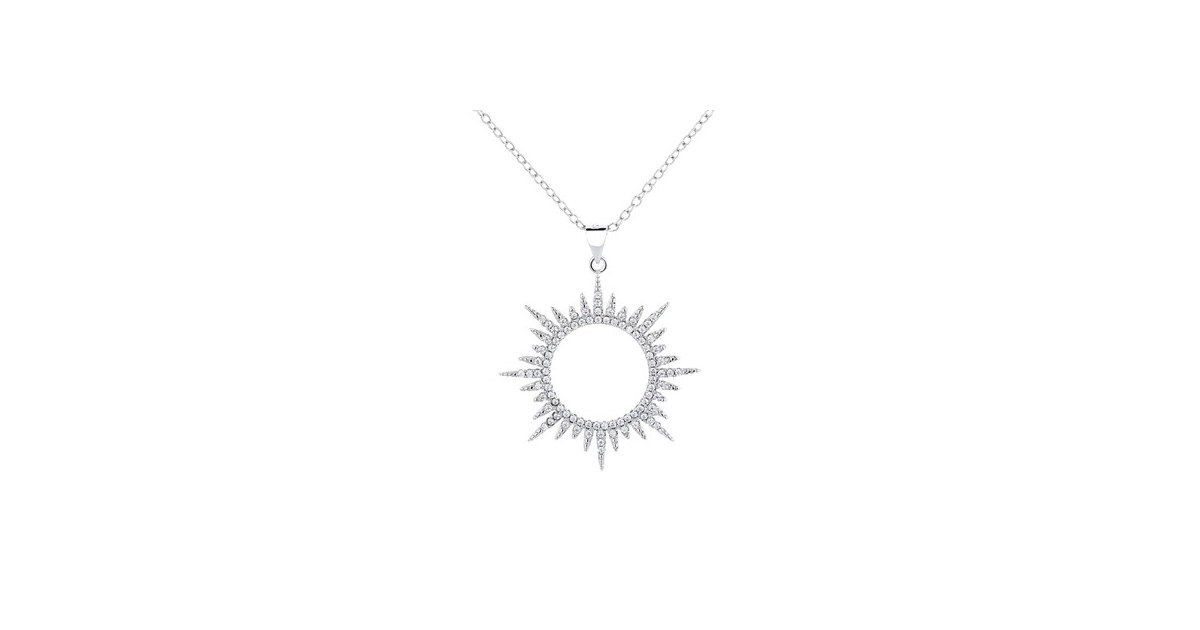 Silver Sunburst Pendant Necklace