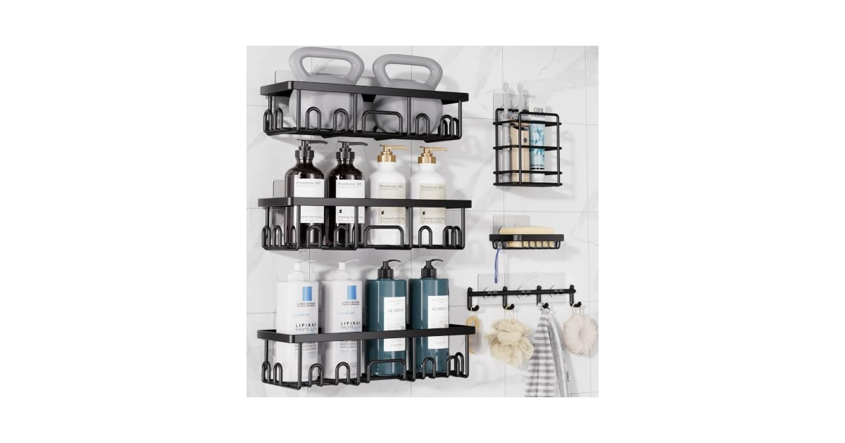 Veken Shower Caddy 6-Pack with Hooks