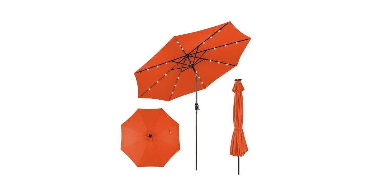 Giantex 10ft Outdoor Patio umbrella with Solar Lights