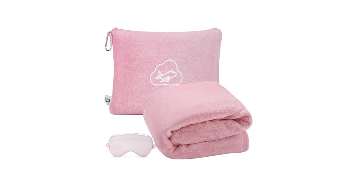 ENZOLVE Travel Blanket Pillow with Bag