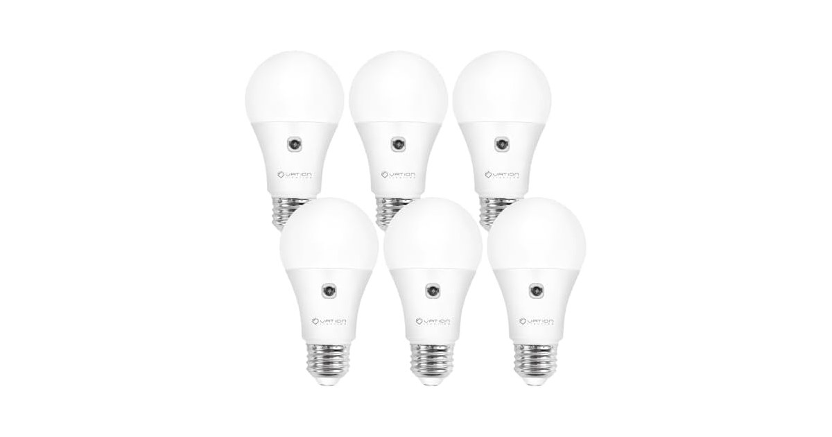 6-Pack Dusk to Dawn Sensor LED Light Bulbs