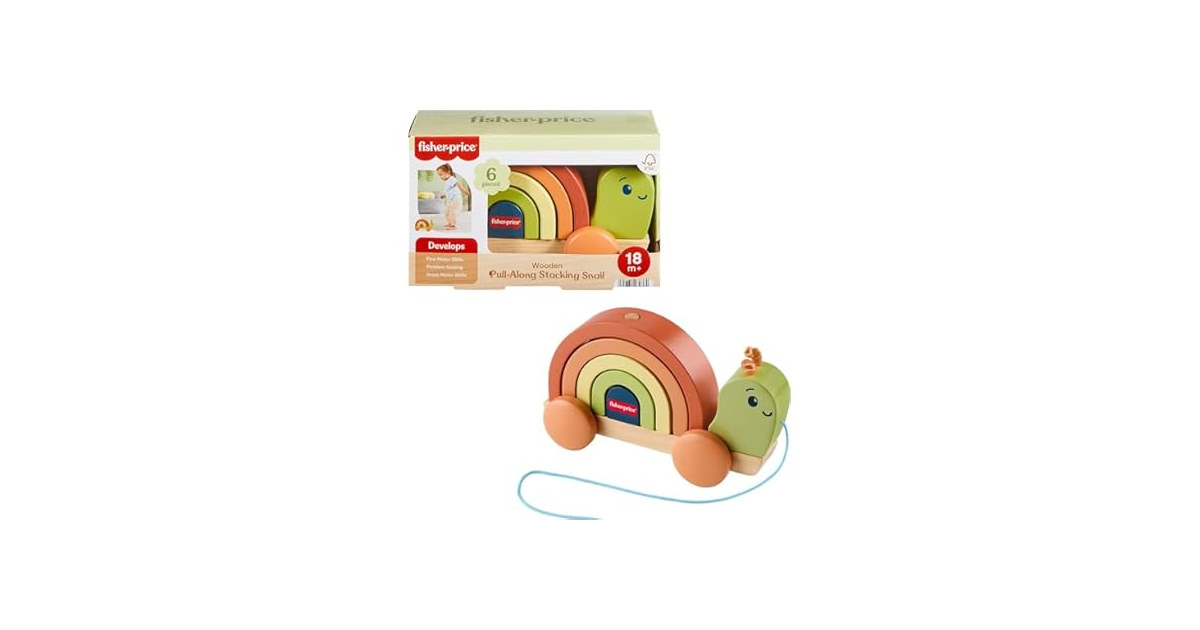 Fisher-Price Wood Toddler Toy Pull-Along Stacking Snail