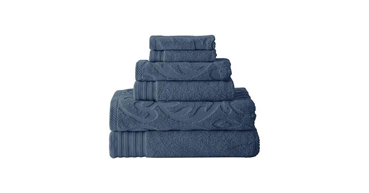 Modern Threads 6 piece Jacquard/Solid Towel Set