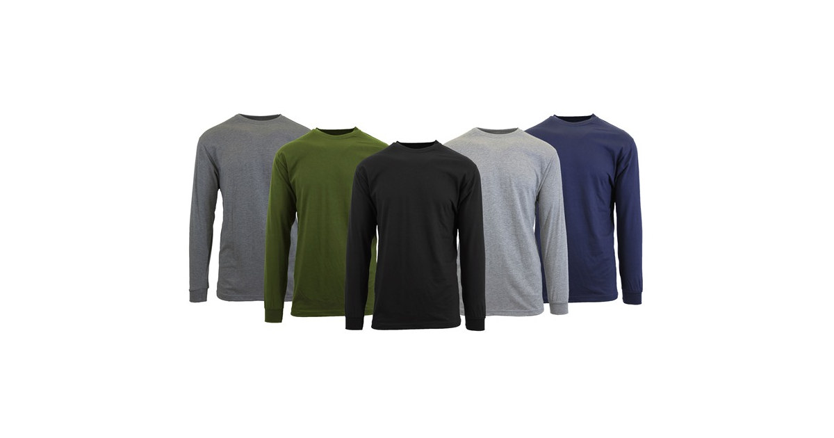 (3 or 6Pk) Mens L/S Crew Neck Solid Shirt