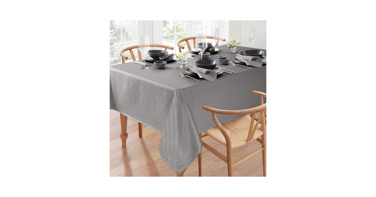 Lenox Olivia Tablecloth, Grey - 60" W x 120" L
