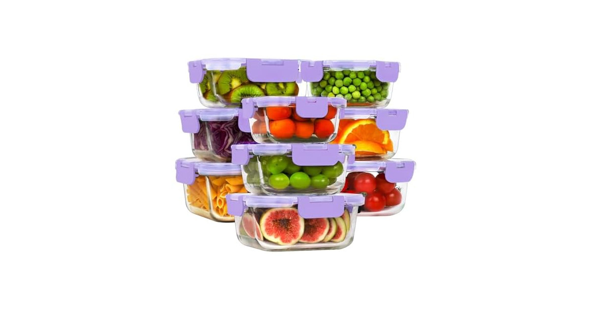 HOMBERKING 18pc Purple Glass Food Containers