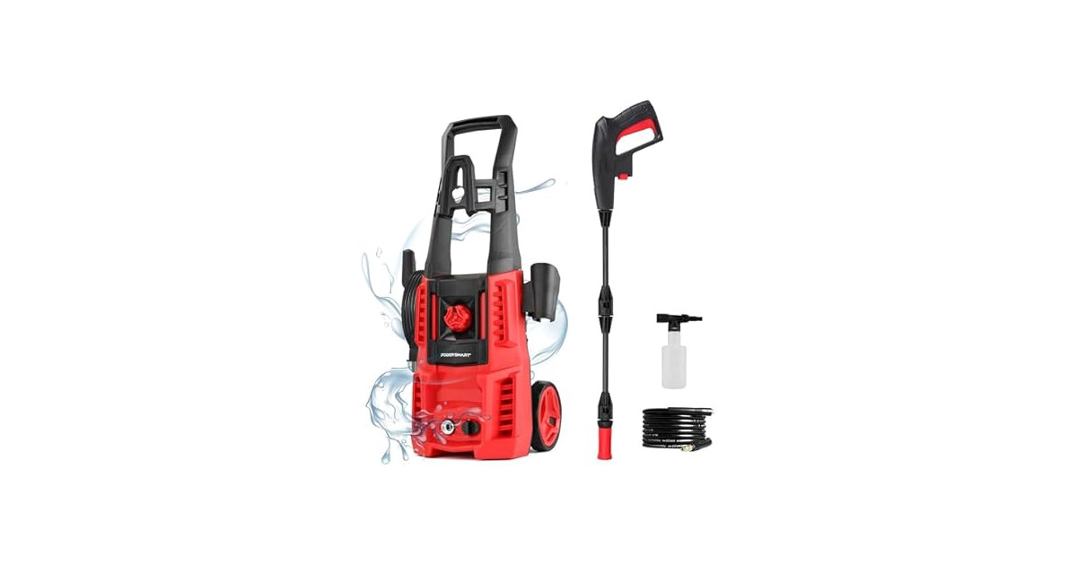 Electric Pressure Washer, 1850 PSI Max,1.0 GPM, 5" Wheels, 18M Cord