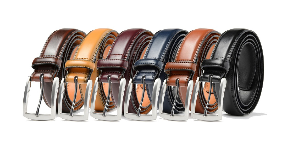 Carlo Fellini Mens Leather Dress Belt