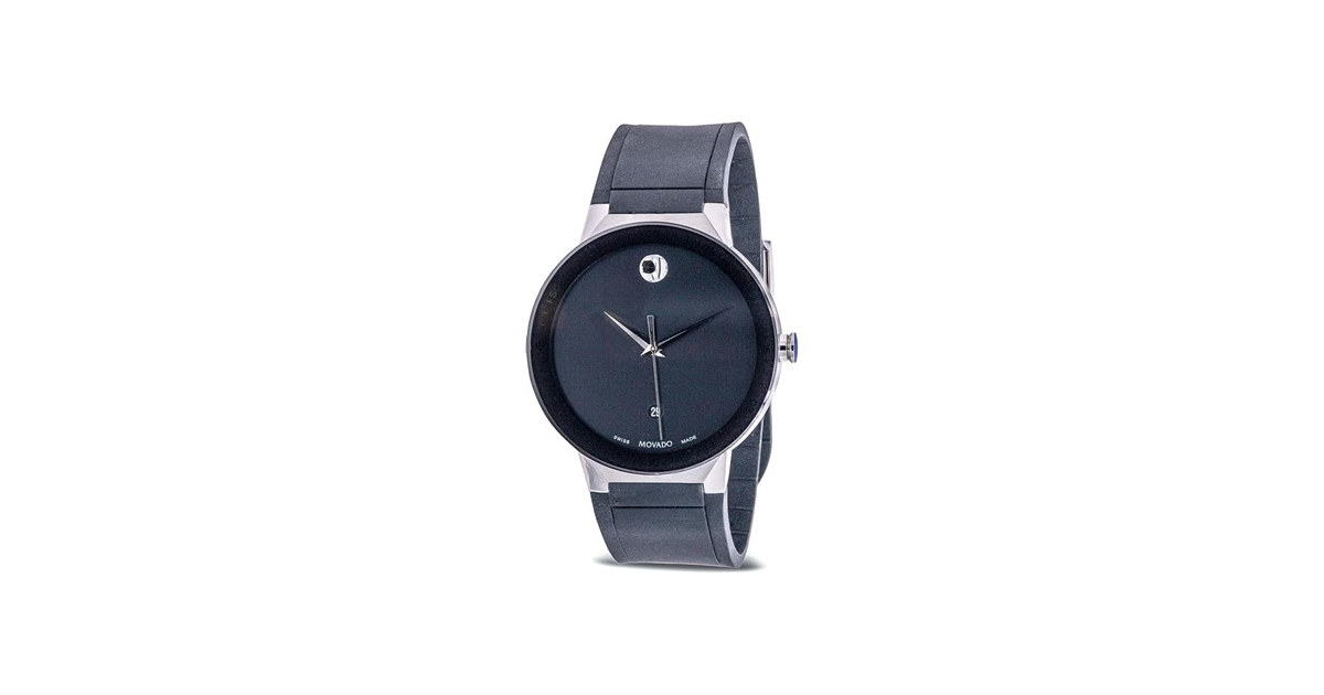 Movado Men's Sapphire Black Rubber Watch Black