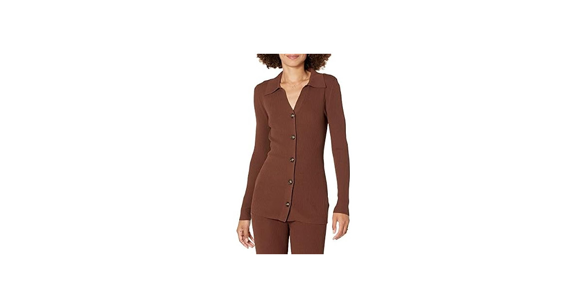 The Drop Women (M) Constance Rib Button Sweater