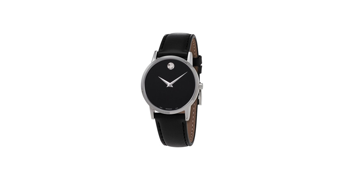 Movado Museum Classic Black Dial Leather Watch