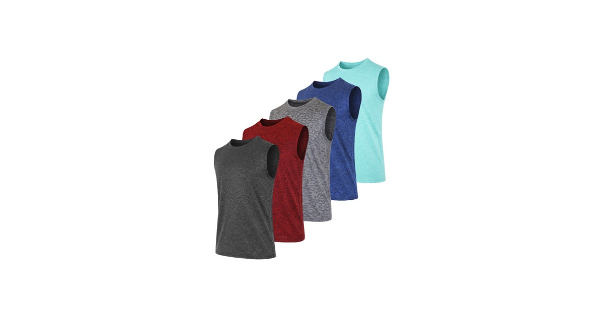 5Pk Marled Moisture Wicking Muscle Tee