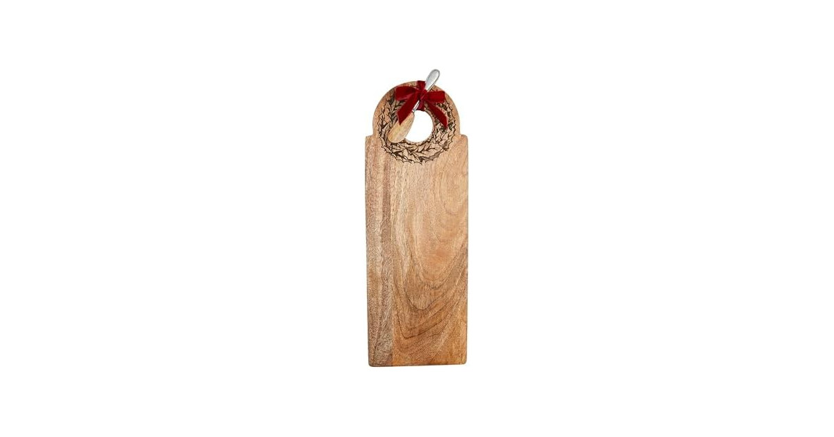 Mud Pie Wreath Handle Wood Board; spreader 6"