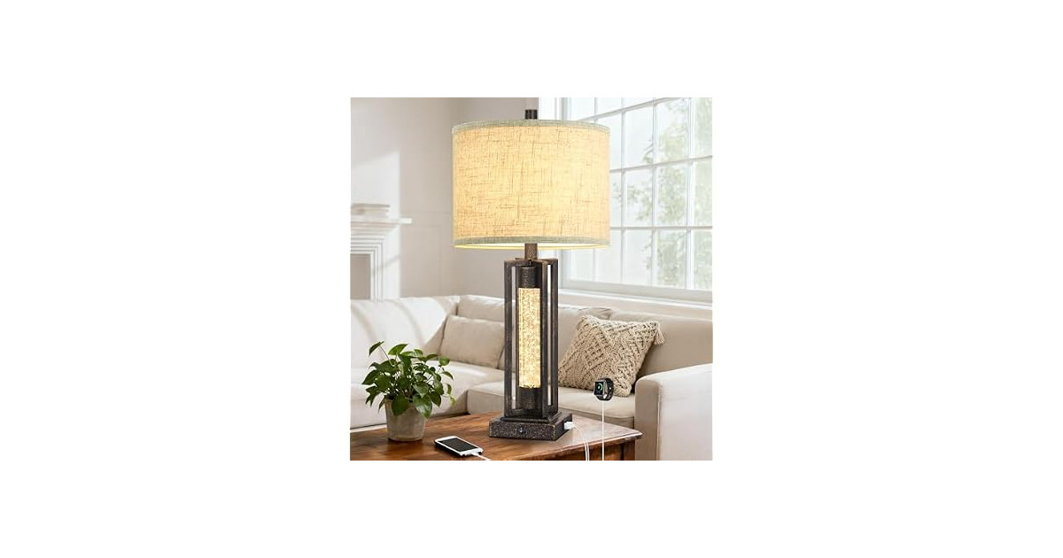 TOBUSA 26" Bronze Retro Farmhouse Table Lamp