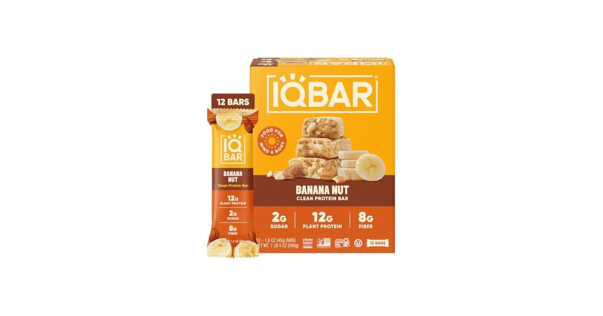 (24-Pack) IQBAR Plant Protein Bars: Banana Nut