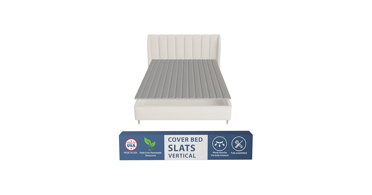 Greaton, 0.75-Inch Vertical Wooden Bunkie Board/Bed Slats, King, Grey