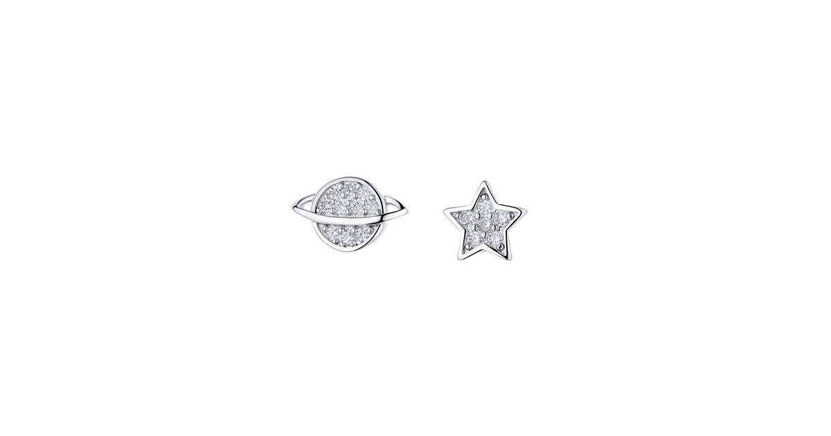 Star and Planet Crystal Stud Earrings