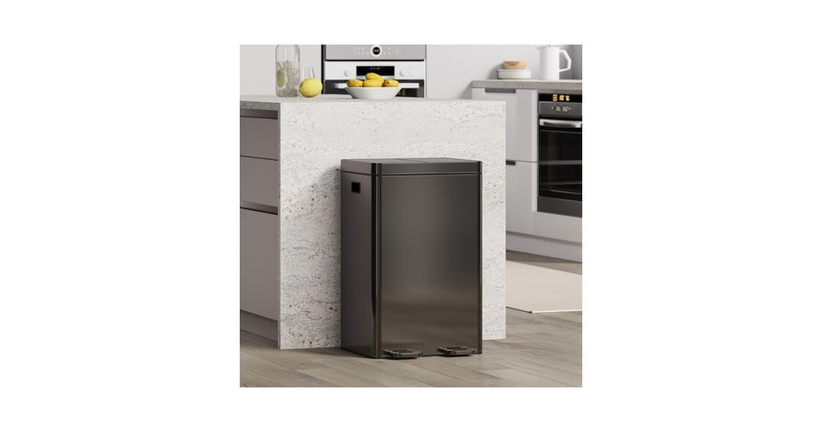 MOVECOM Stainless Steel Trash Can,2×8 Gallon Black