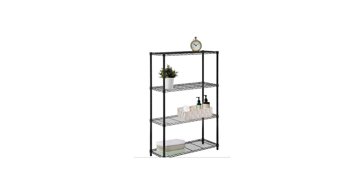 J&V Textiles 7057-BK 4-Tier Shelving Unit