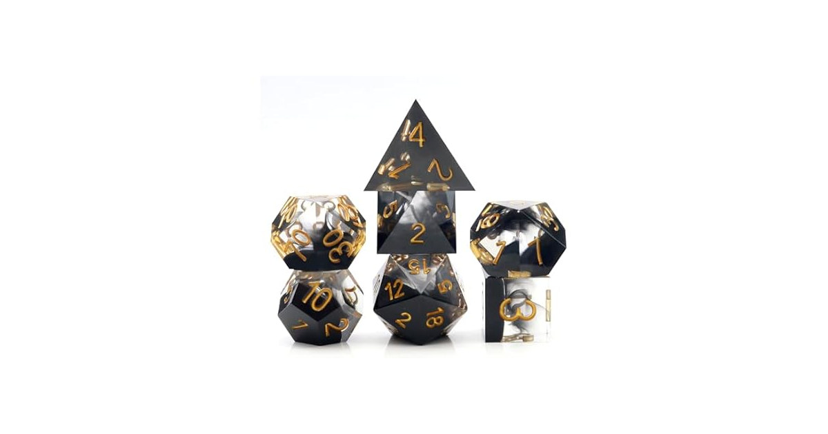 Haxtec Black Swirl Resin Dice Set