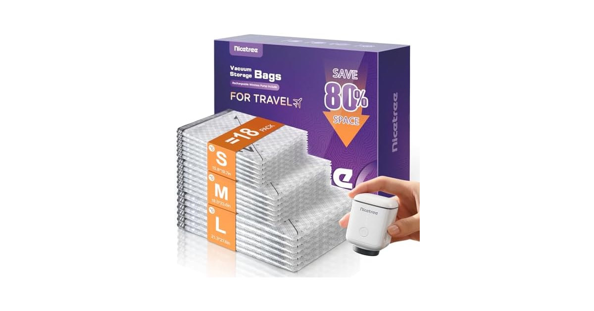 Nicetree 17-Pack Vacuum Bags for Travel