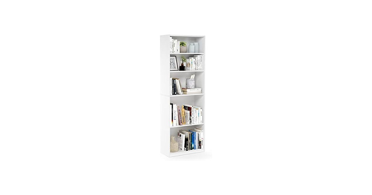 Furinno Jaya 5-Tier Bookshelf White