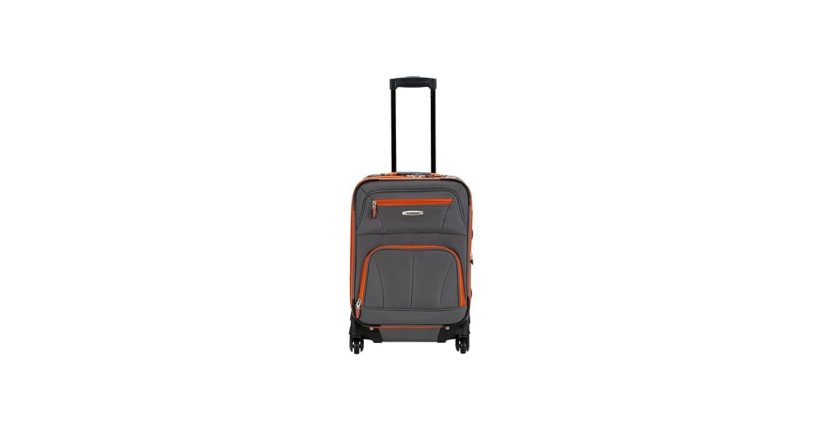 Rockland Pasadena Expandable Spinner Carry-on 19", Charcoal