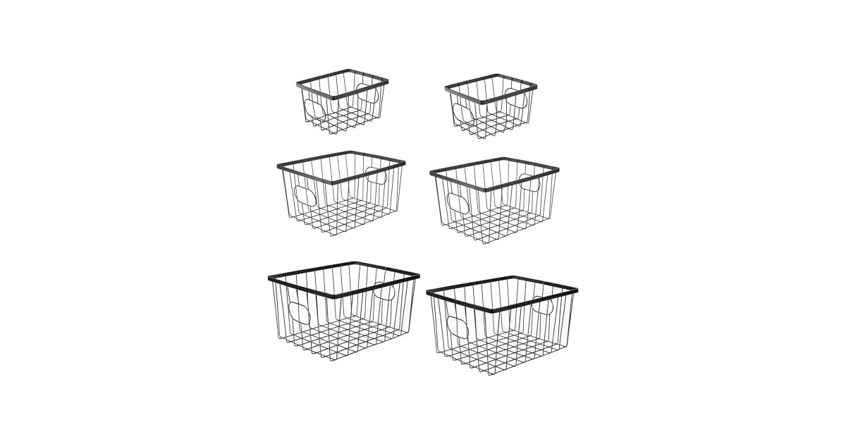 Vintage Industrial Wire Metal Nesting Baskets (Set of 6)