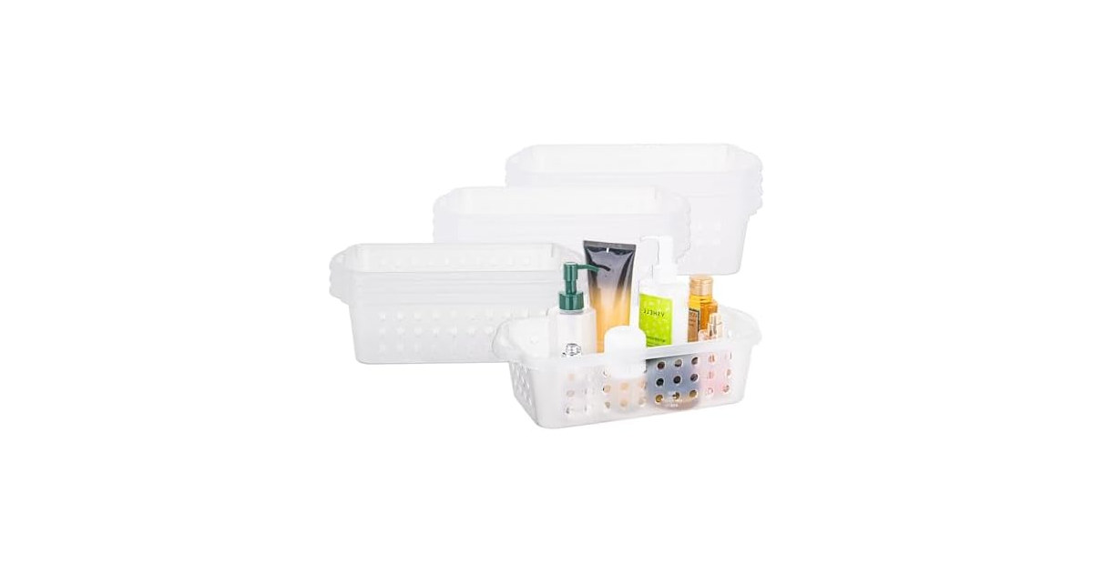 Cetomo Plastic Storage Baskets with Handle,Transparent, 12 Pack