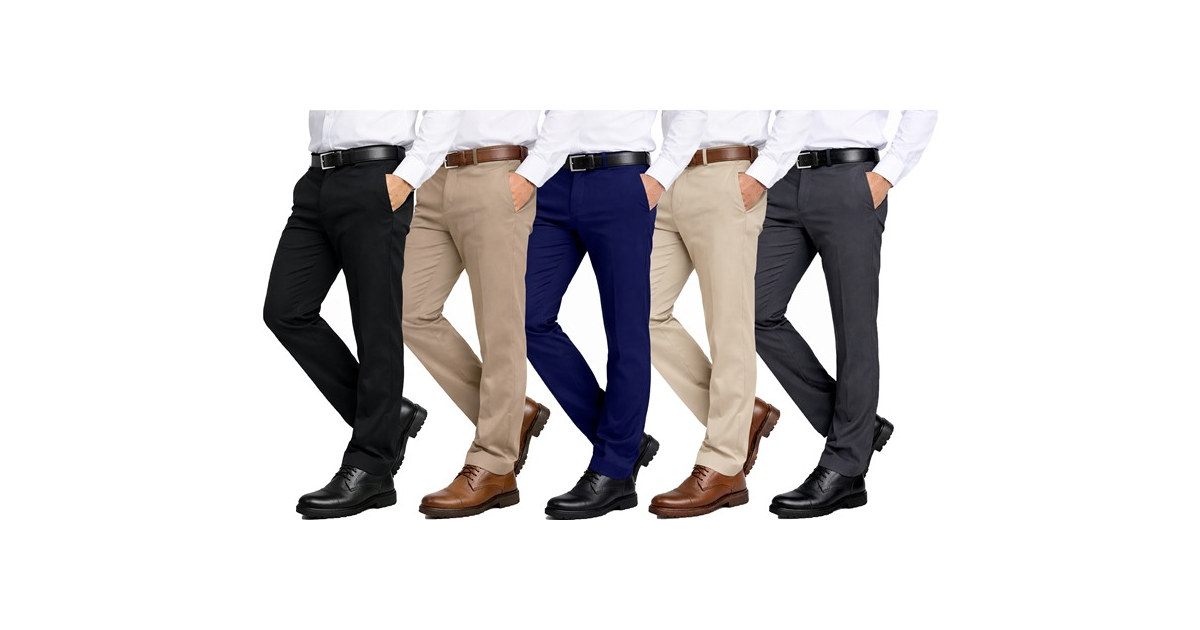 1-2Pk Mens Slim Fit Stretch Dress Pants
