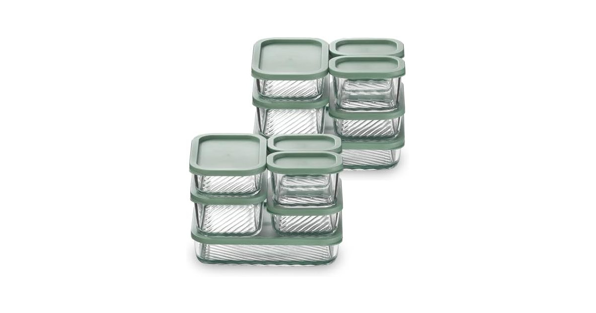 EATEX 12 Pack Glass Meal Prep Containers Sage