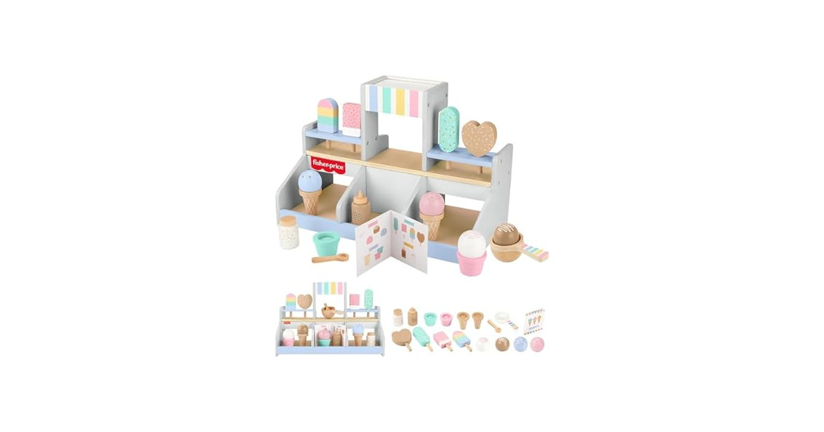 Fisher-Price Wood Pretend Play Toy Ice Cream Shop