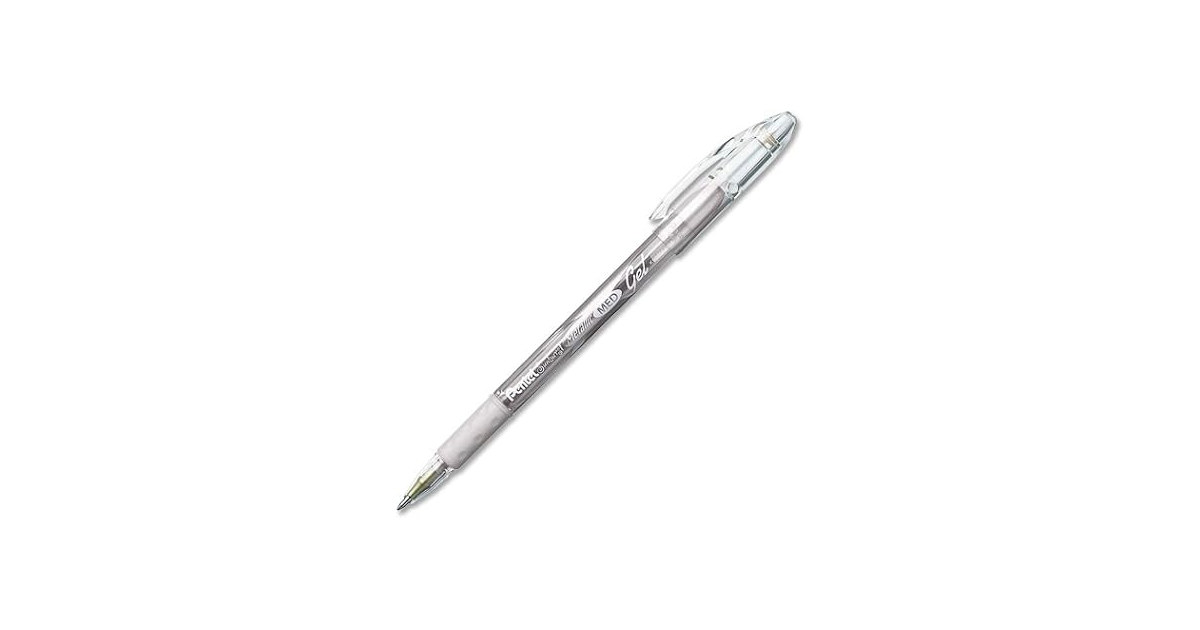 Pentel Gel Roller Pen, Waterproof, Medium Silver Metallic Ink